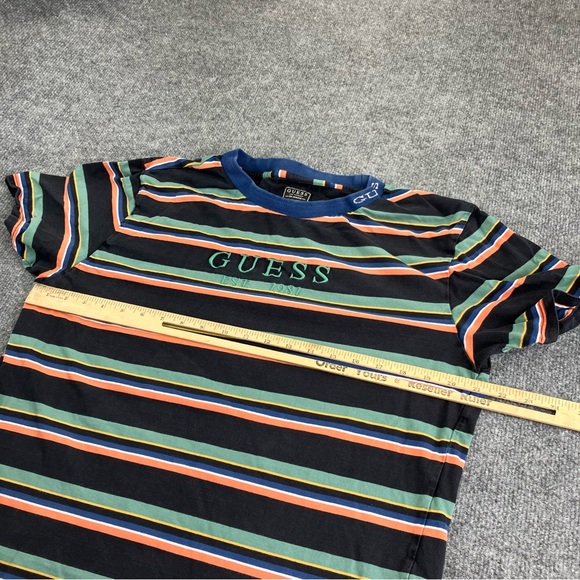 Guess Men’s Multi-Colored Stripe Tee Shirt embroidered size M - Picture 5 of 9
